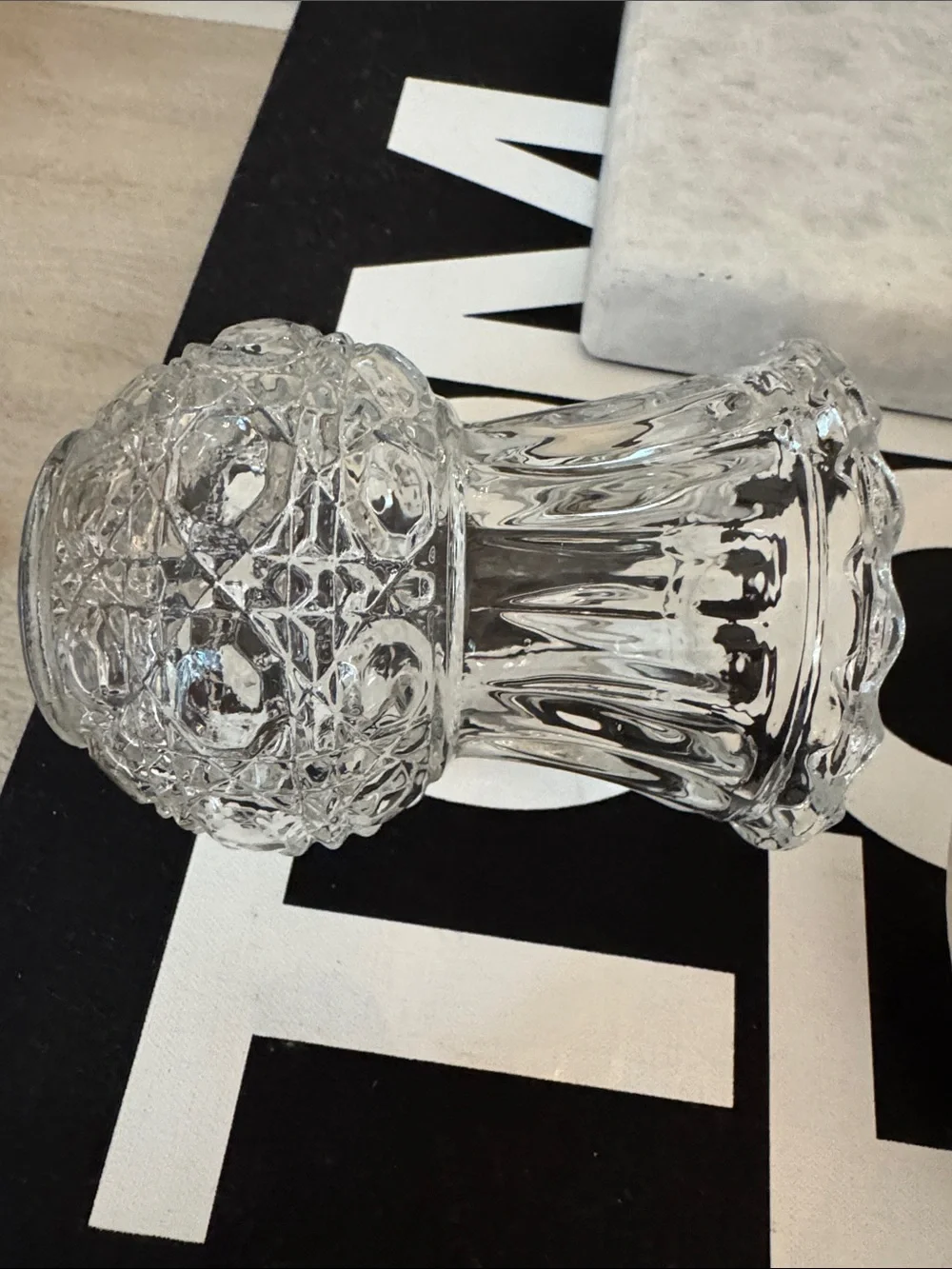Clear Pressed Glass Decorative Mini Vase - Classic Home Accent